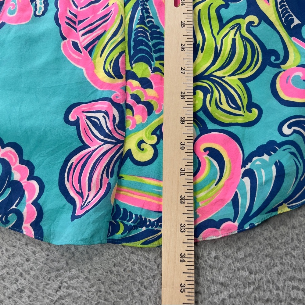 Lilly Pulitzer Silk Dress Womens XS Blue Bailey Sea Colorful Beach Lightweight - Picture 5 of 9
